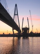 St. Petersburg Ring Road. The Neva crossing with its cable stayed bridge (Big Obukhovsky Bridge) under construction (2006)