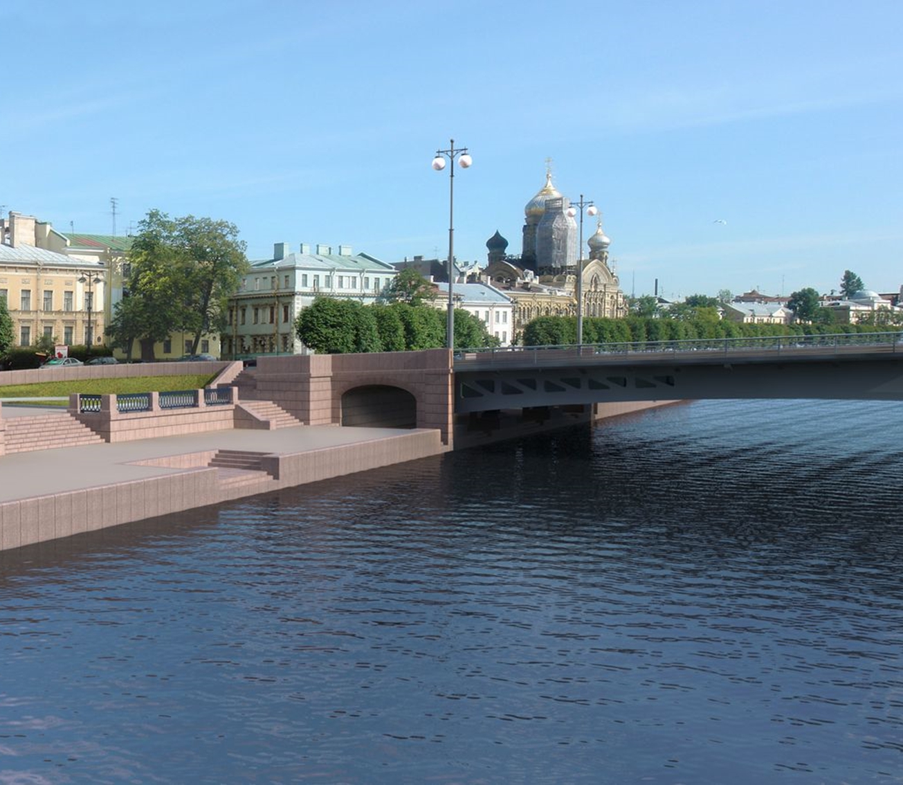 Novo-Admiralteysky bridge across the Big Neva River in the alignment of Lines 16-17 and 18-19