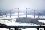 Новосибирск. На строительстве Бугринского моста через Обь 
