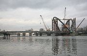 Lazarevsky Bridge across the Small Nevka River under reconstruction