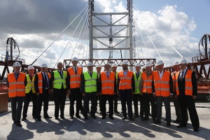 Maksim Sokolov, the Minister of Transport of the Russian Federation, takes part in closure of the bridge over the Korabelny Fairway