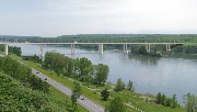 Мостовой переход через реку Томь. Фотомонтаж