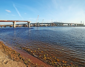 Photo report from the new bridge to Krestovsky Island aligned with Yakhtennaya Street  construction site